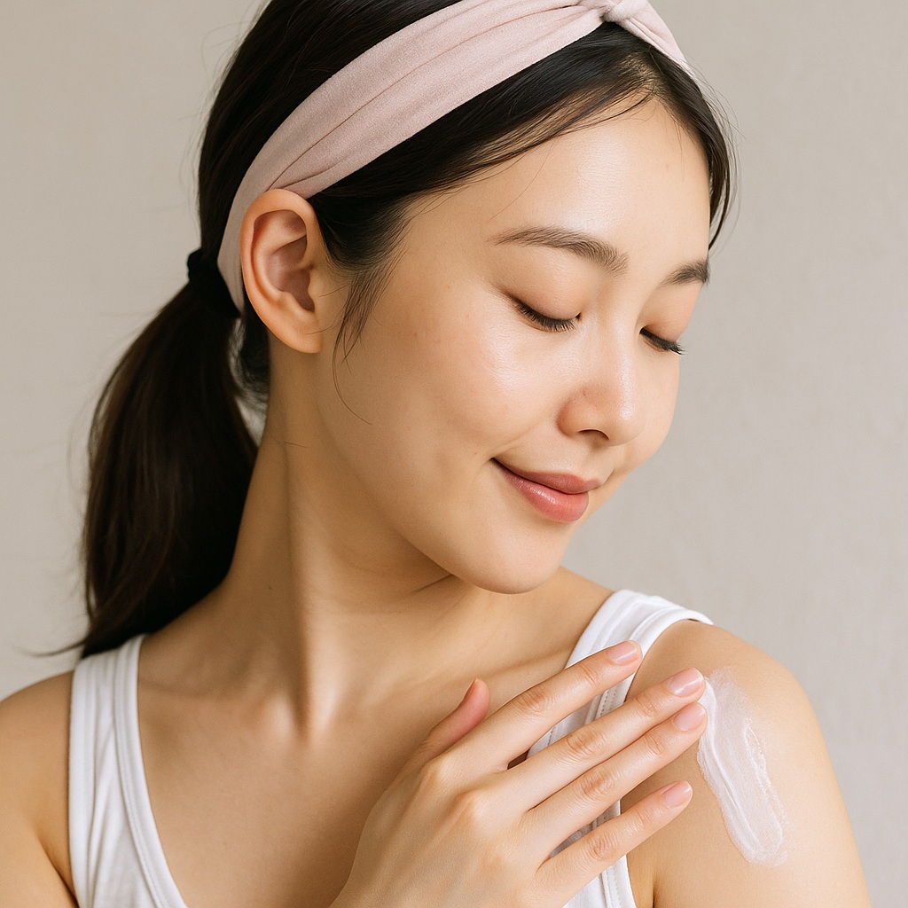 肌に日焼け止めを塗るときの「髪に付けない工夫」