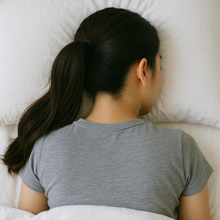 ロングヘアでも涼しく過ごせる寝る時の結び方