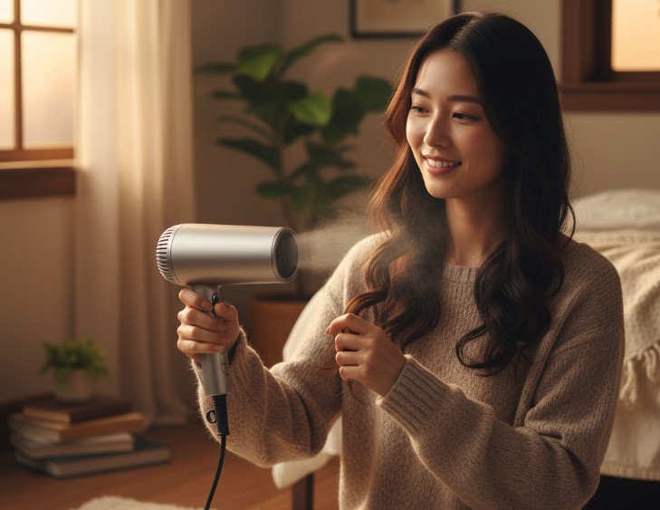 指でクルクルねじりながら乾かすのが基本