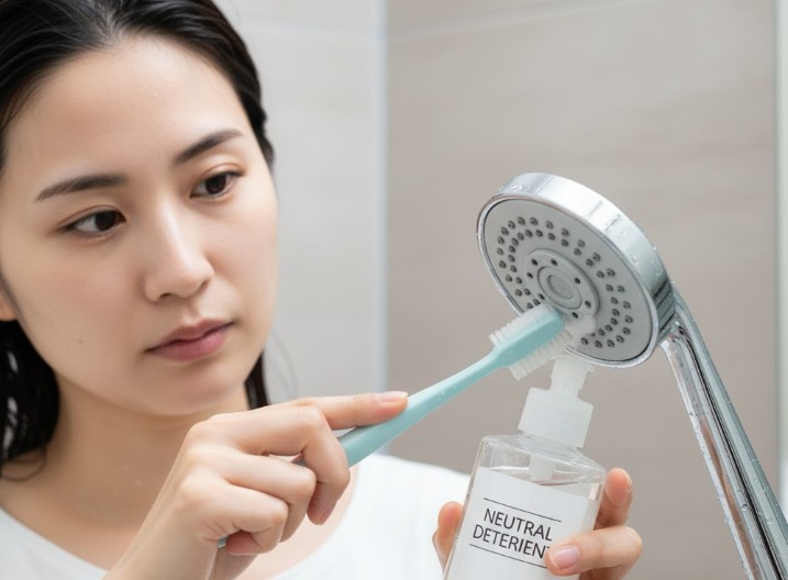 中性洗剤と歯ブラシで洗う